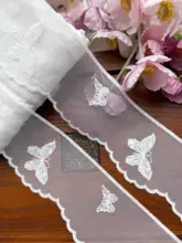白い蝶の刺繍手作り DIY 生地