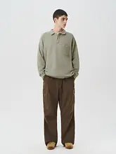 714street メンズ ゆったりワイドストレートワークパンツ【アメリカンヴィンテージ・水洗い加工・厚手】