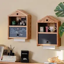 ハンドメイド ウッドティッシュボックス【壁掛け・ヴィンテージ風・収納ラック】