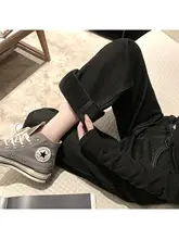 kubilivcasual 裏起毛 ウォッシュドハイウエストストレートレッグパンツ【ヴィンテージデニム・ワイドレッグ】