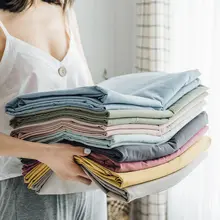 シンプルな無地コットン製ウォッシュドマットレスカバー【防滑・シングルサイズ用】