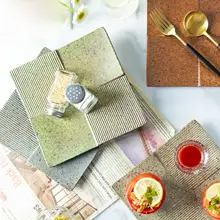 和風レトロ陶器製ストライプデザインの四角いプレート【洋食用・ステーキ・刺身・寿司・冷菜】