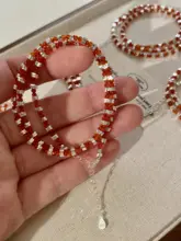 天然紅瑪瑙ネックレス【新中華風・重ね着けに最適・S925純銀】