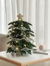 ミニリボン付きクリスマスツリー【DIYデスクトップ装飾・家用小型飾り】