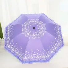 UVカット付き折りたたみ日傘【レースの縁取り・雨晴兼用・コンパクトサイズ】
