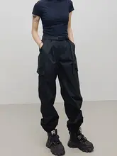 高腰ハーレンパンツ レディース【ブラック・ゆったりフィット・アウトドア用】