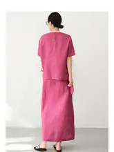 リネン製 極簡シンプルデザインのラップスカート【不規則ヘム・中長丈・夏用】（セットアップ対応）