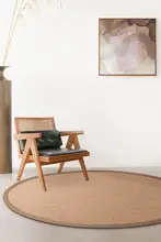 北欧風オーバルマット【麻とコットンのブレンド・モダンデザイン】
