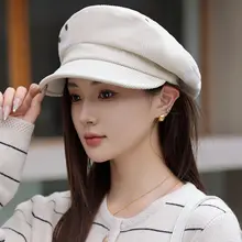 スタイルに合わせやすい！八角帽子【レトロデザイン・女性用・ボタン付き】