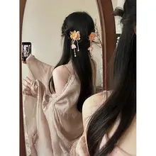 新中式 花フラワー付き タッセル ヘアクリップ【古風 漢服用 子供用】