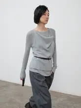 ニットカーディガンとキャミソールの二重構造トップス【秋用・掛け首・したデザイン】（セットアップ対応）