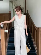 セットアップ 2点セット レディース シフォンベスト ワイドパンツ クール 夏