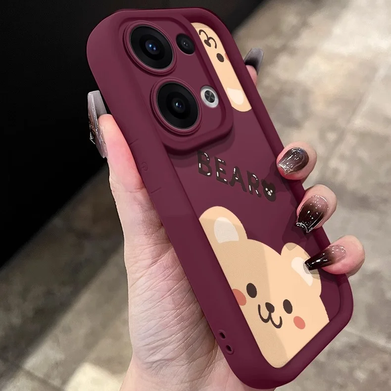 OPPO Reno13 Pro対応 スマートフォンケース【Reno12・Reno11・全包・防摔・可愛いクマデザイン】