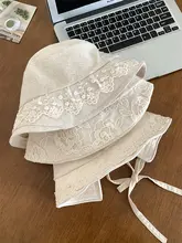 日本の花の通気性のあるコットンとリネンのバケットハット