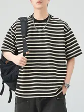 Tシャツ メンズ 半袖 ボーダー 接触冷感 ひんやり ルーズ カジュアル 夏 トップス 「HAOZHI」
