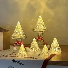 キャンドルホルダー クリスタル ローマンピラー クリスマスツリー LEDキャンドル 卓上 置物 インスタ映え デコレーション クリスマス