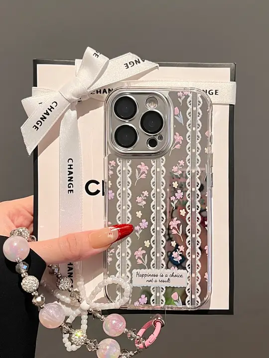 imobile iPhone用ミラー付きケース【レースフリル・小花柄・プリンセスデザイン】（セットアップ対応）