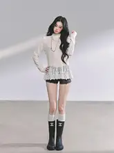 韓国風ハーフパンツ【デニム・ブラック・Aライン・秋用】