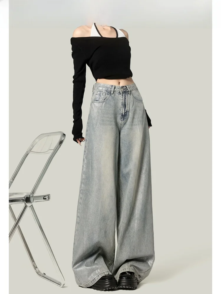 Forever 21 ニッチ ホット シルバー レトロ ブルー ジーンズ：2026年春季リリースの女性向けリラックススタイルパンツ
