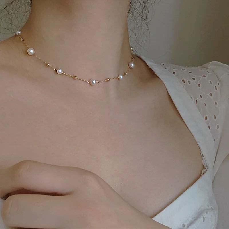 14K包金パールネックレス：満天の星デザインで女性らしさを際立たせる