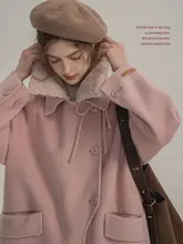 Dailyart 中古風 フレンチスタイル 羊毛ダブルフェイスコート【取り外し可能な毛襟・スリーブデザイン】