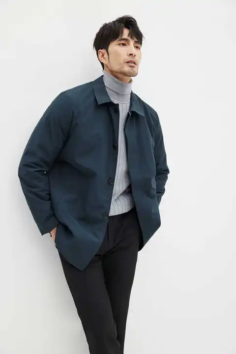 JSSD HOMME 春用 メンズビジネストレンチコート【フィットデザイン・ミドル丈・カジュアルスタイル】