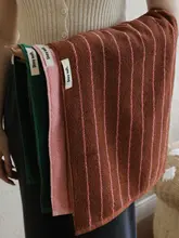 ストライプデザインの洗顔タオル【綿100%・吸水性・柔らかさ】