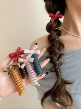 シンプルなバタフライリボンヘアゴム【電話線風・ポニーテール用・女性用】