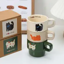 可愛い犬デザインの陶器製マグカップ【インス風・コーヒー用・朝食用】