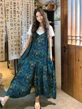 独特なデザインの感漂う染め花柄サロペット【夏用・カジュアル・ゆったり】（セットアップ対応）