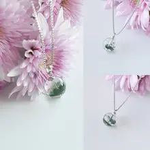 天然緑幽霊のペンダント【S925純銀・シンプルなクリスタルビーズ・ロングネックレス】