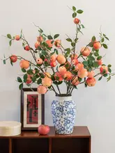 リンゴ 人工花 飾り用花枝 偽花 リビング用 花挿し ドライフラワー 飾り 喜び