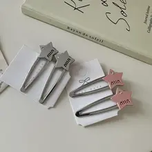Y2Kスタイル 星型レターヘアクリップ【前髪用・ダックビル型・おしゃれ】
