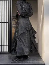 高級感あるプリーツデザインの男女兼用ロングスカート【新中式・個性的な花柄】