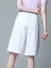 夏用薄手のハイウエスト五分丈ワイドパンツ【ゆったり・カジュアル】（セットアップ対応）