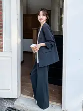 深灰色のスーツ上下セット【春季・カジュアル・通勤用】（セットアップ対応）