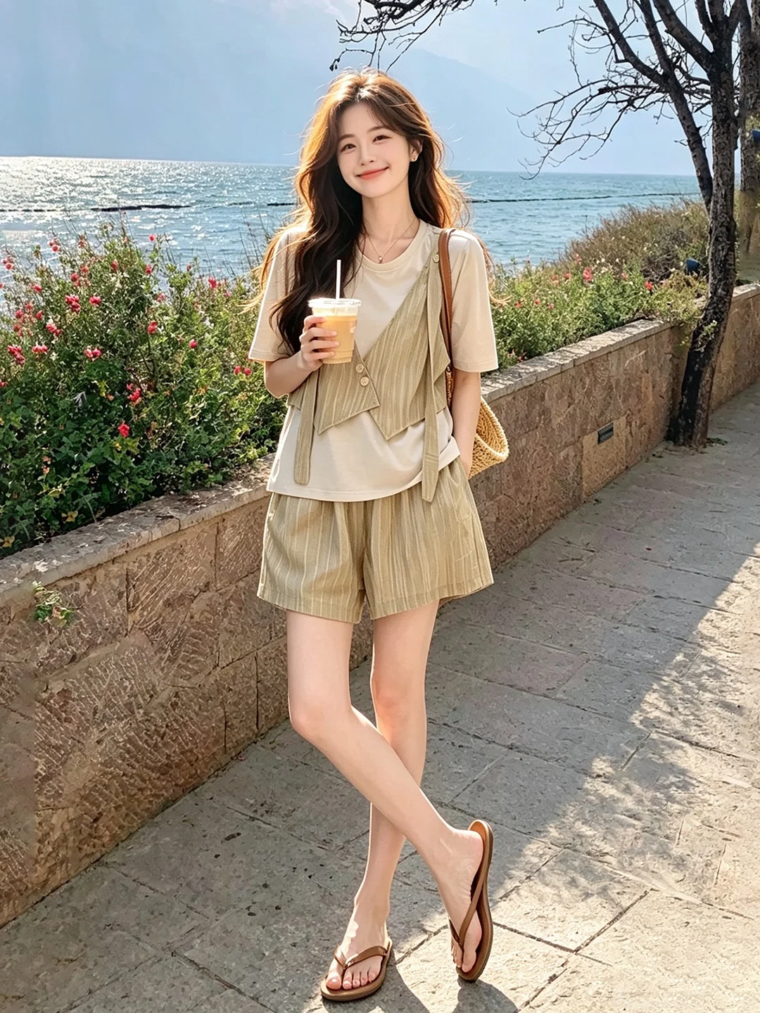 夏服 オシャレ どうやって選ぶ？小柄女性に最適な「カーキの条紋セットアップ」が実はこれ