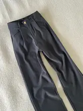 グレーのワイドレッグスーツパンツ【感・通勤用・ストレートデザイン】