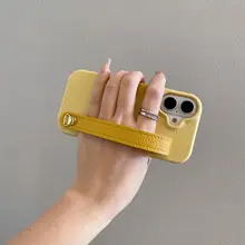 クリエイティブイエローレザーショルダーストラップ付きHonor 300用スマホケース【斜め掛け・シンプル・男女兼用】