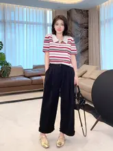 エア花苞パンツ【フリル付き・ハイウエスト・ストレート・ワイドレッグ・フィット・黒】