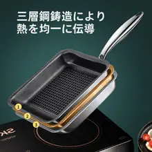 玉子焼き用フライパン【316ステンレス・四角形・厚底・ノンスティック】
