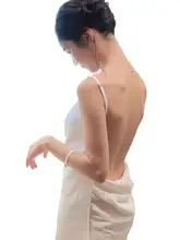 純綿のしわ加工されたキャミソールバスドレス【春秋用・高級感・背中開き】