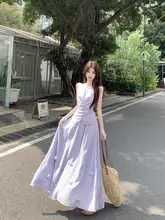 柔らかな雰囲気のバインディング付きノースリーブトップスとフレアスカート【夏用・女性用・カジュアル】（セットアップ対応）