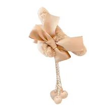 フリンジリボン付き ヘアクリップ【高級感・ファー素材・サメクリップ】