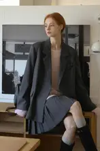 通勤用 蝶グレーのワイドフィットスーツジャケット【春用・ミディスカート付き・女性用】（セットアップ対応）