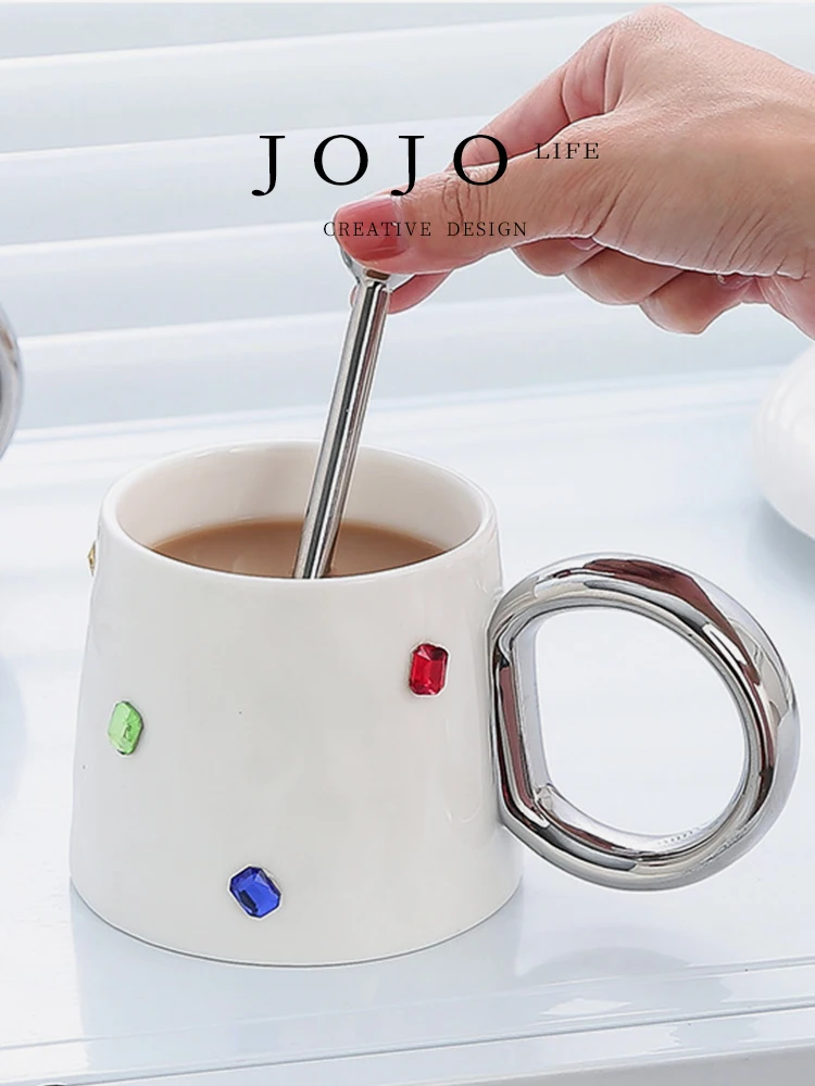 JOJO'S L. PD.Otto ジュエルデザイン マグカップ：380ml セラミックで家庭とオフィスで実用的な飲み物管理