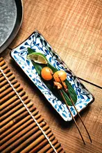 焼き鳥展示用プレート【長方形・陶器製・寿司・バーベキュー用】
