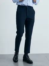 秋冬用 ビジネス通勤カジュアルパンツ【しわにならない・黒・デザイン性・スリムフィット】