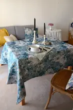 アメリカンカントリースタイル ビンテージ調 フラワーデザイン ブルーテーブルクロス【カバー・装飾用】