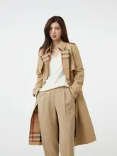 秋冬用 中長丈トレンチコート【ダブルブレスト・レディース・高品質エレガントデザイン】